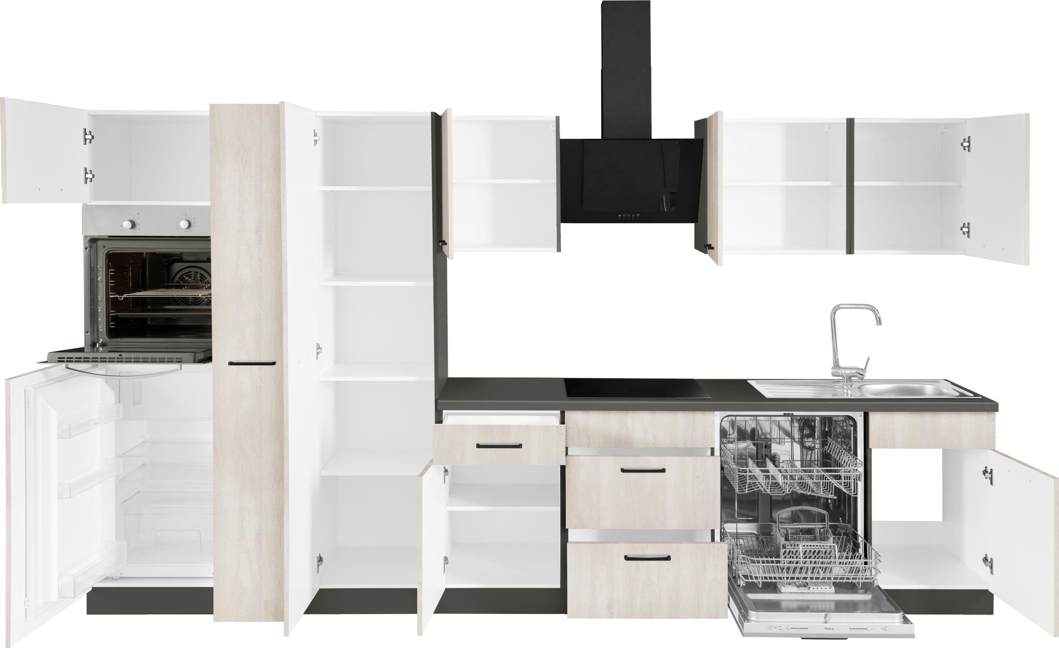 wiho Küchen Küchenzeile Esbo, mit E-Geräten, Breite 360 cm