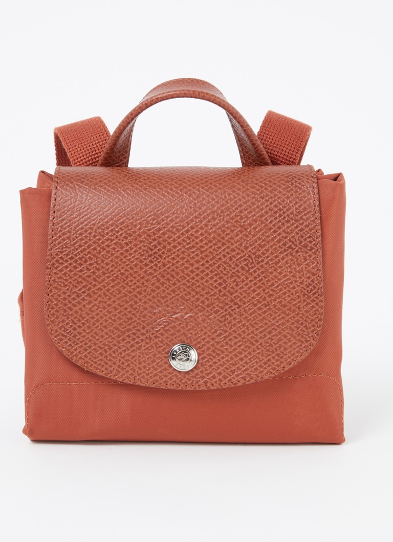 Longchamp Le Pliage Vihreä reppu M nahkayksityiskohdilla