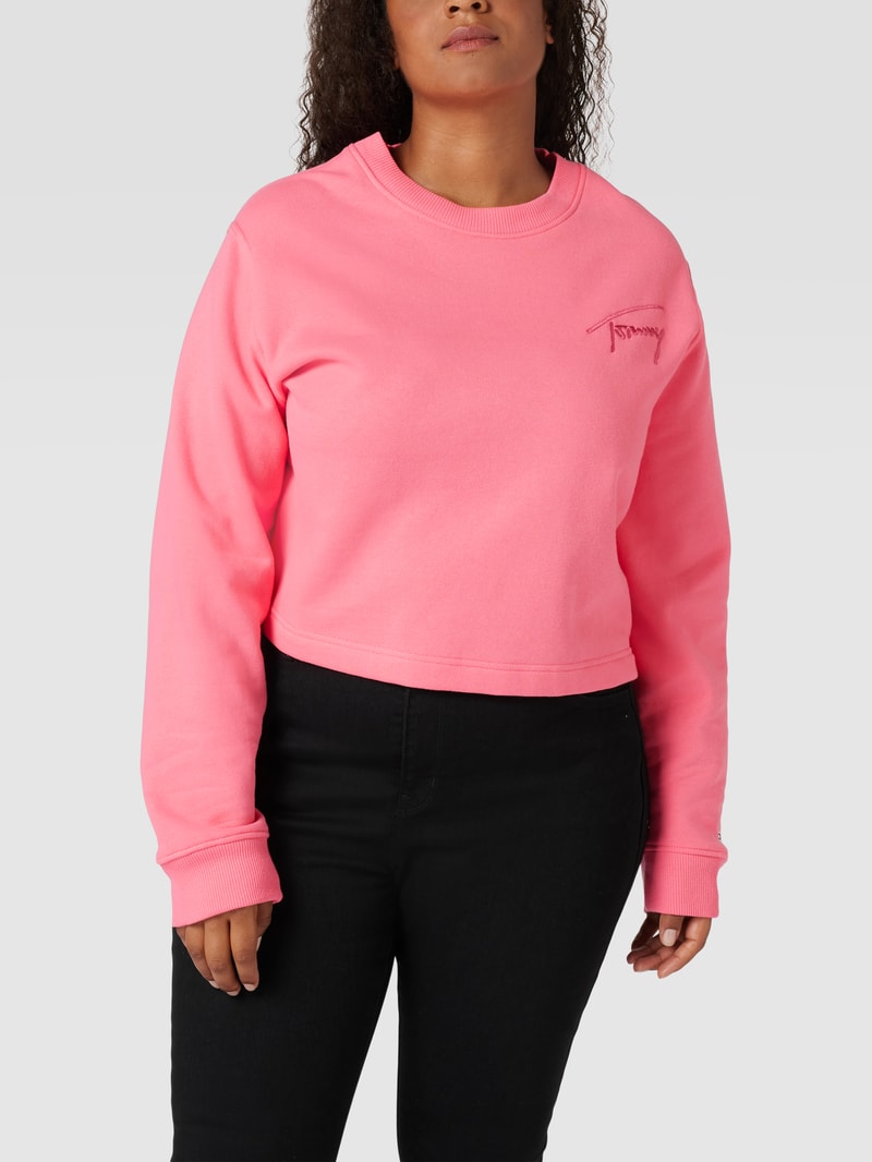 PLUS SIZE Sweatshirt mit Label-Stitching Modell 'TOMMY SIGNATURE' in pink