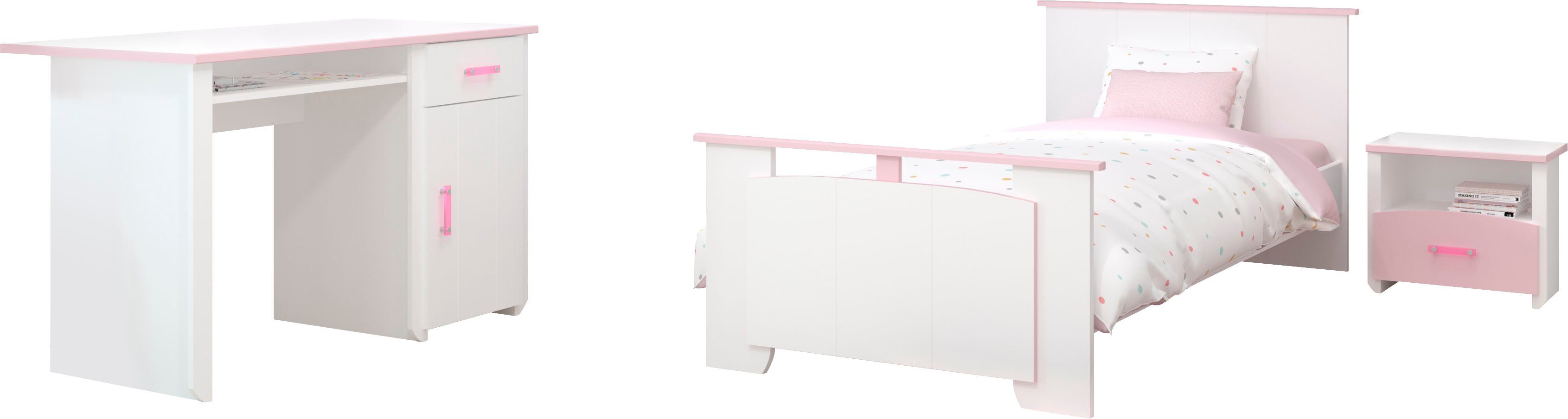 Parisot Jugendzimmer-Set Biotiful, (3-St., Bett, Nachttisch, Schreibtisch)
