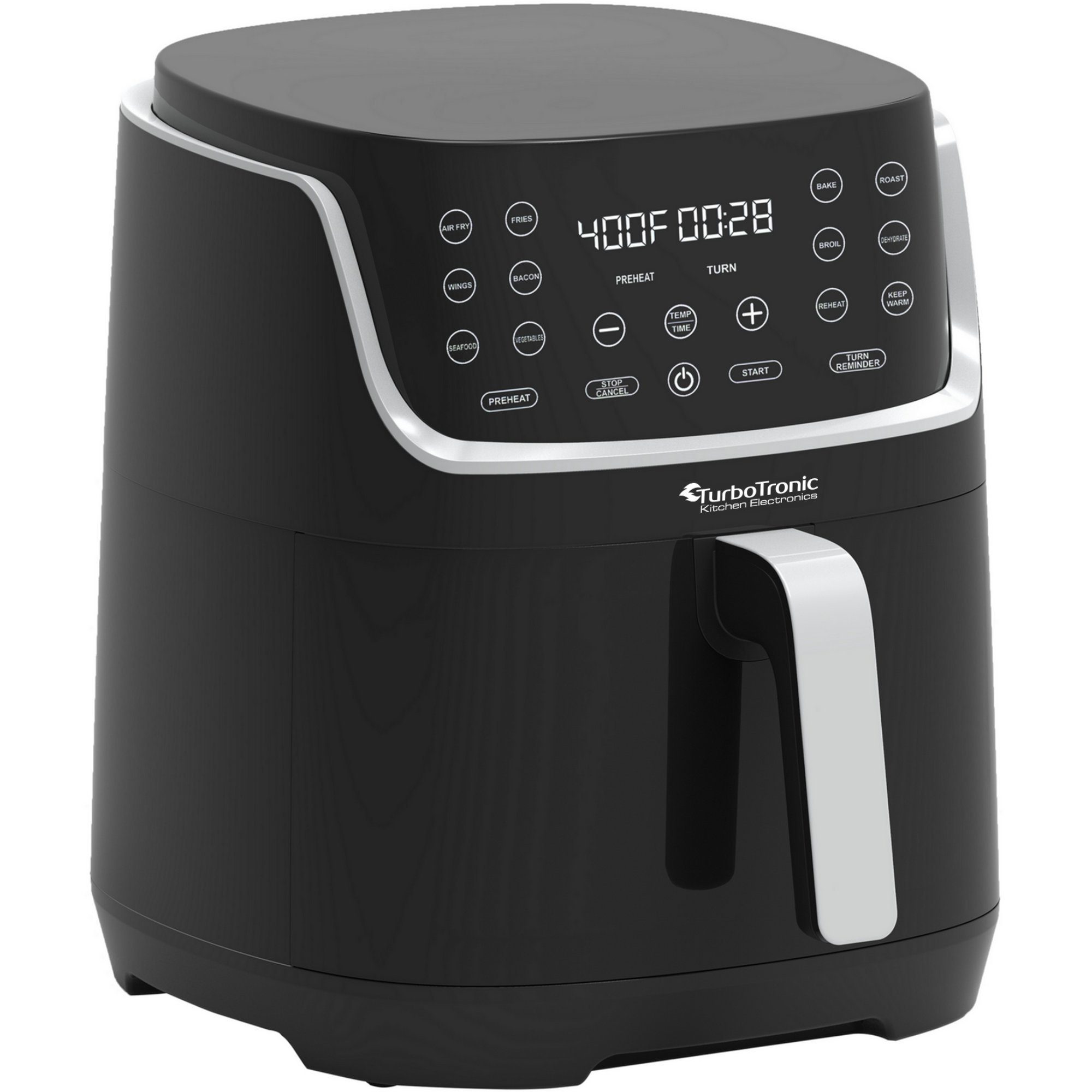 TurboTronic by Z-Line Heißluftfritteuse 8L, 13 Programme, XXL große Fritteuse Fettfrei ohne Öl, 80°C - 200°C, Power Camping Retro digital Airfryer AF13D