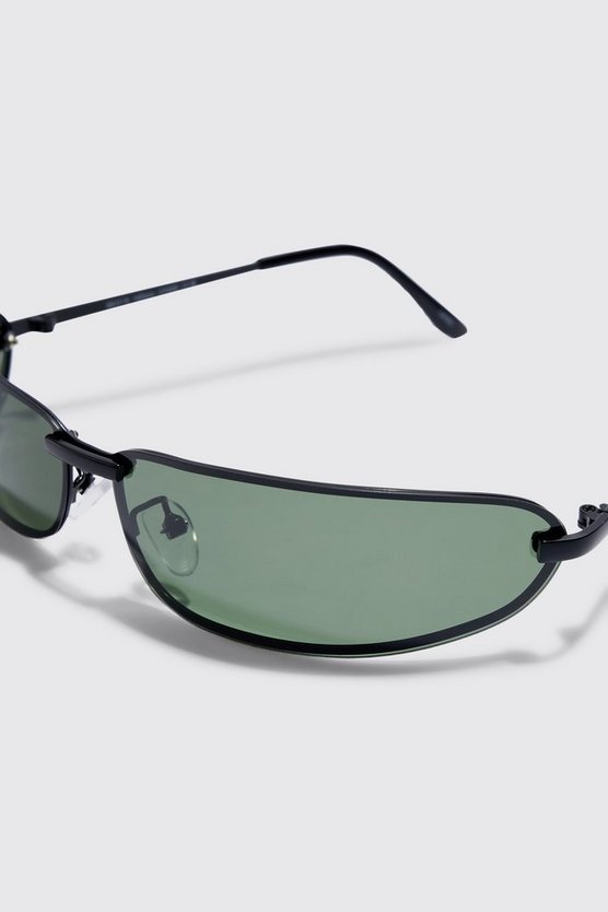 Wrap Lens Metal Sunglasses