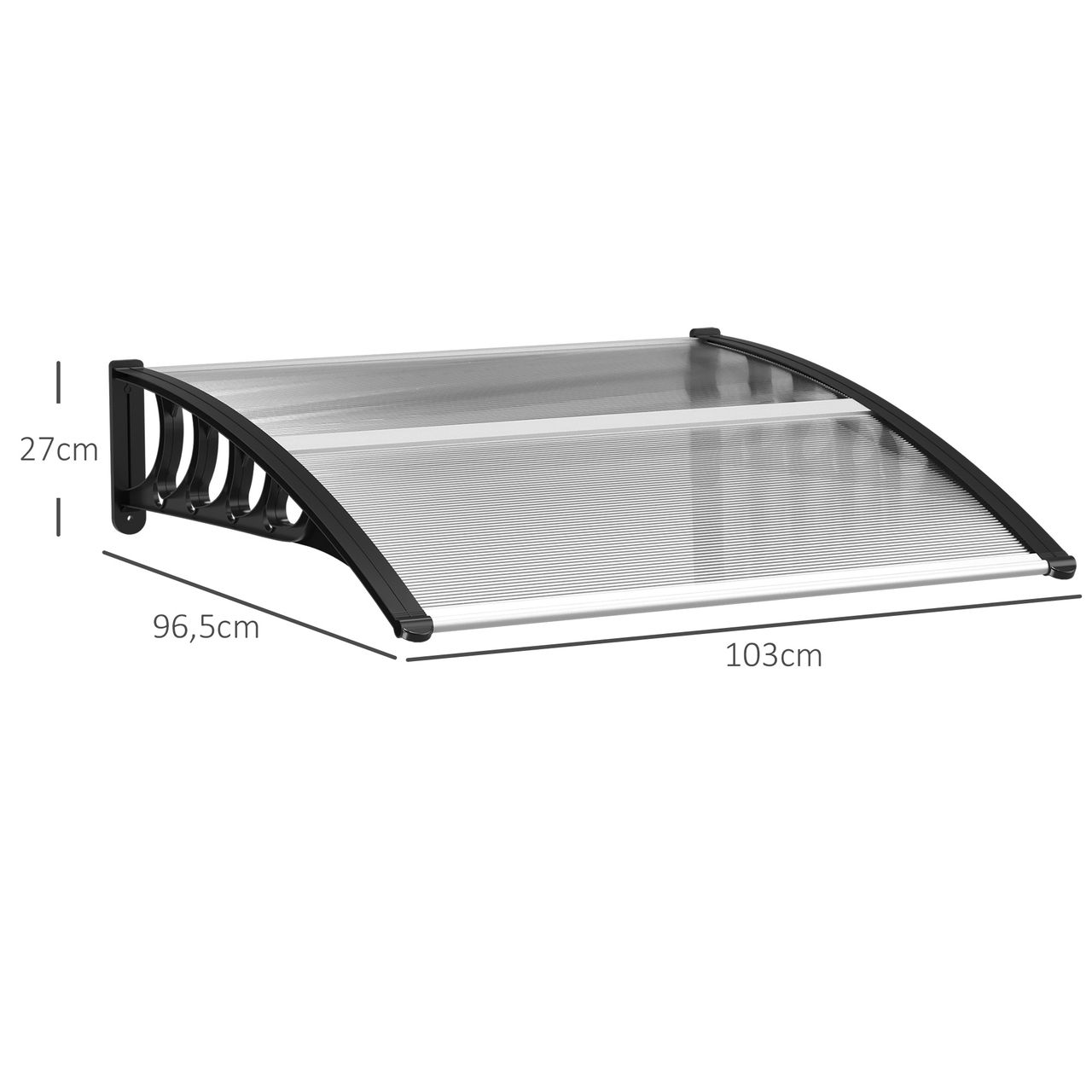 Outsunny Pultvordach Vordach für Haustür 103x96,5x27cm mit UV Schutz für draußen