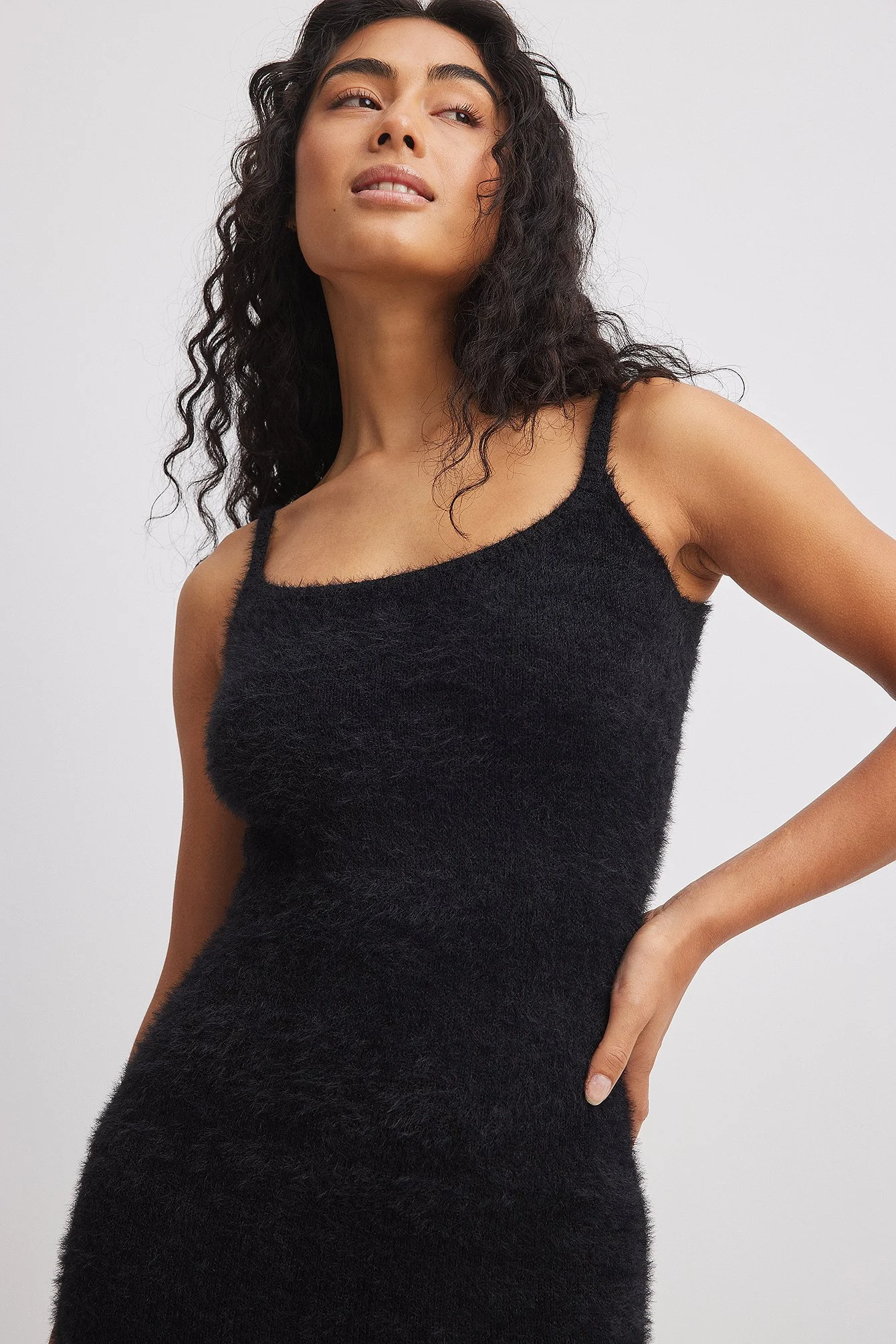 A-Linien-Midikleid aus flauschigem Strick
