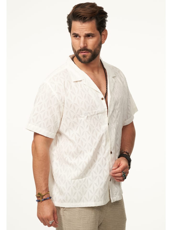 SOULSTAR Kurzarmhemd - im Vintage Summer-Look Kurzarm Strick Polo-Hemd T-Shirt in Ecru günstig kaufen