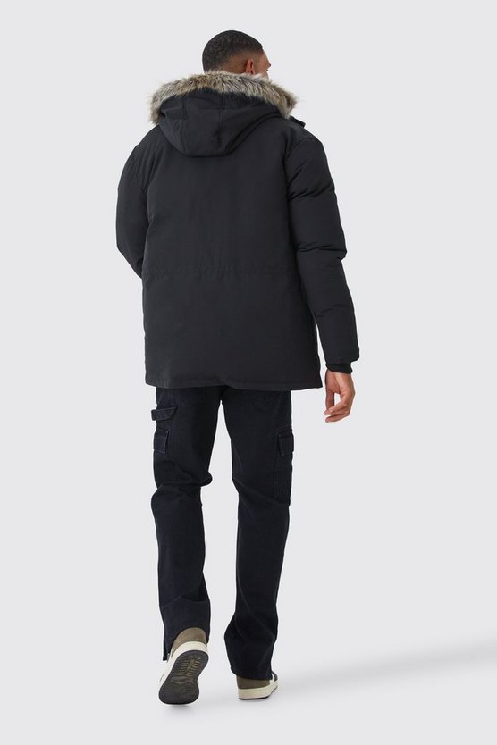 Tall Parka mit Kapuze und Fell-Detail