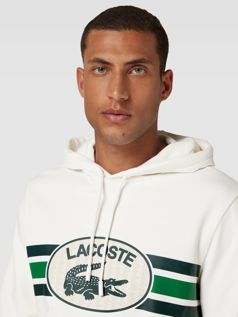Hoodie mit Label-Print in offwhite