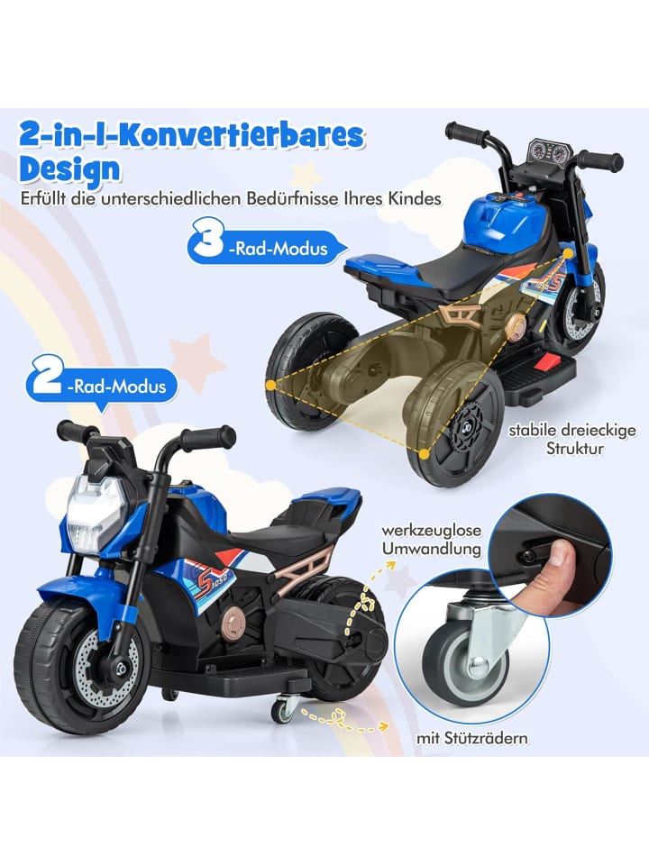 COSTWAY 2in1 Elektro Motorrad Kinder 74x38x48cm in Blau günstig kaufen onesize