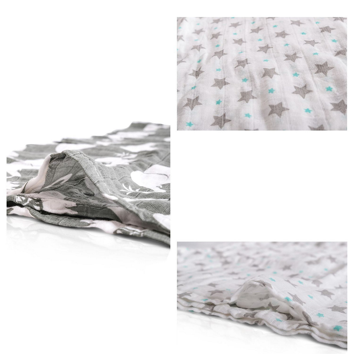 Baby Stoffwindel Set Aimy 120 x 110 cm, Klemmen, Musselin, Spucktücher Mullwindeln