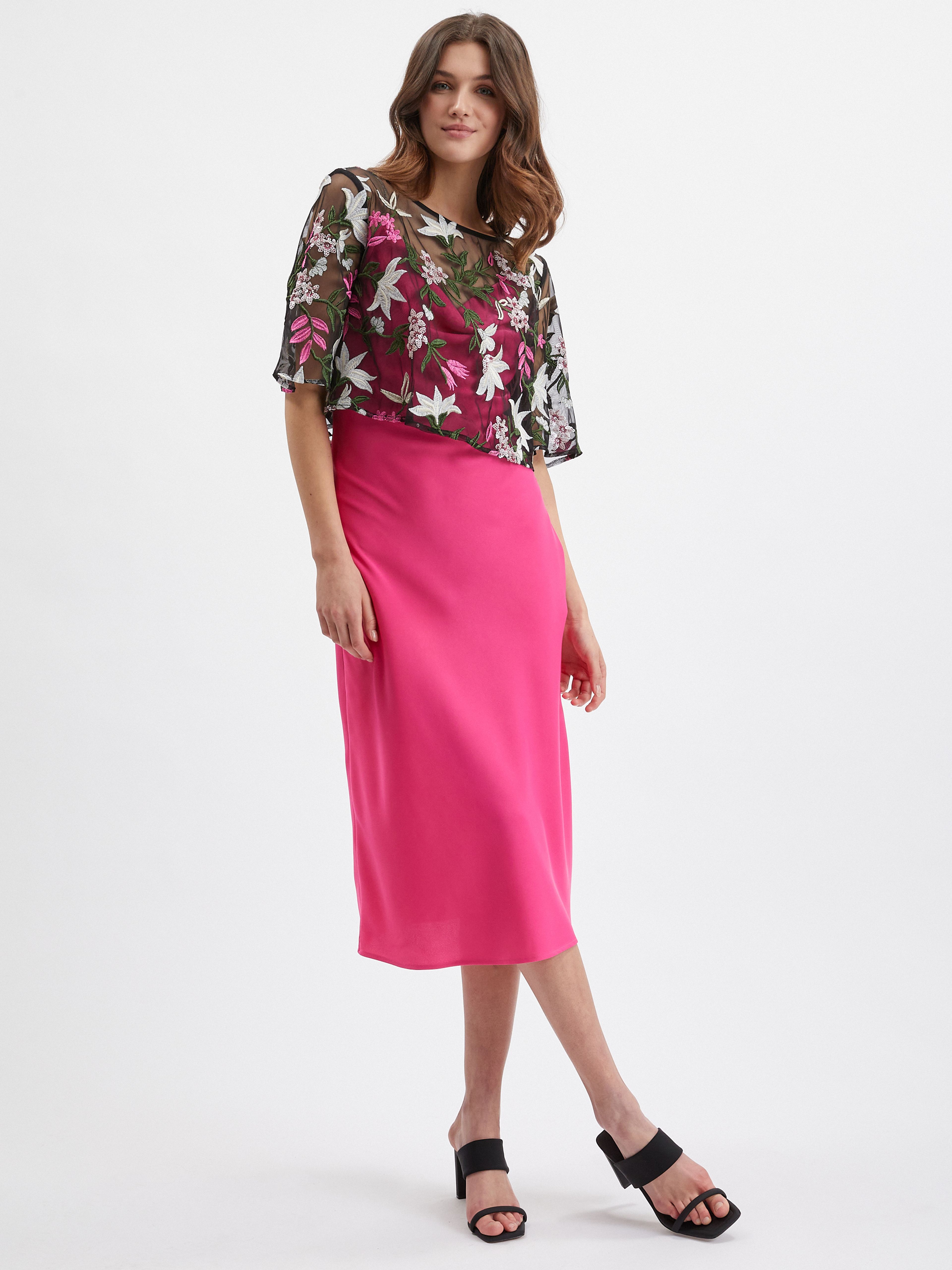 Schwarze Damenbluse mit Blumenmuster ORSAY