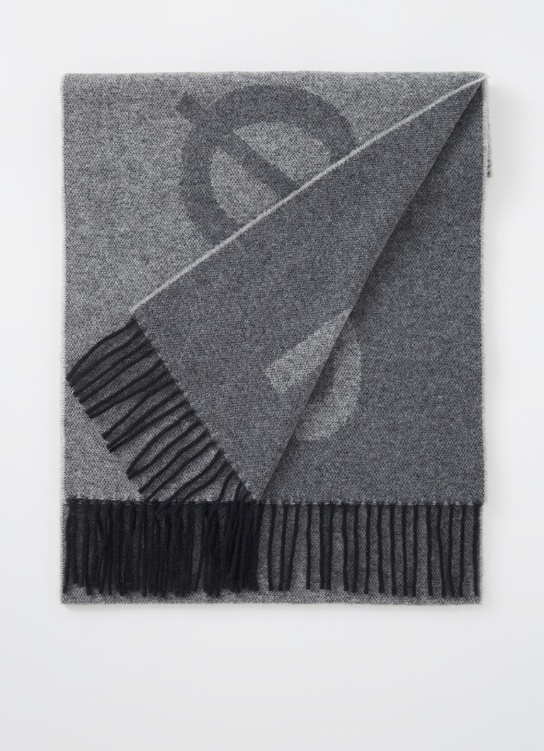 Eșarfă Samsoe din lână mixtă cu logo, 220 x 40 cm