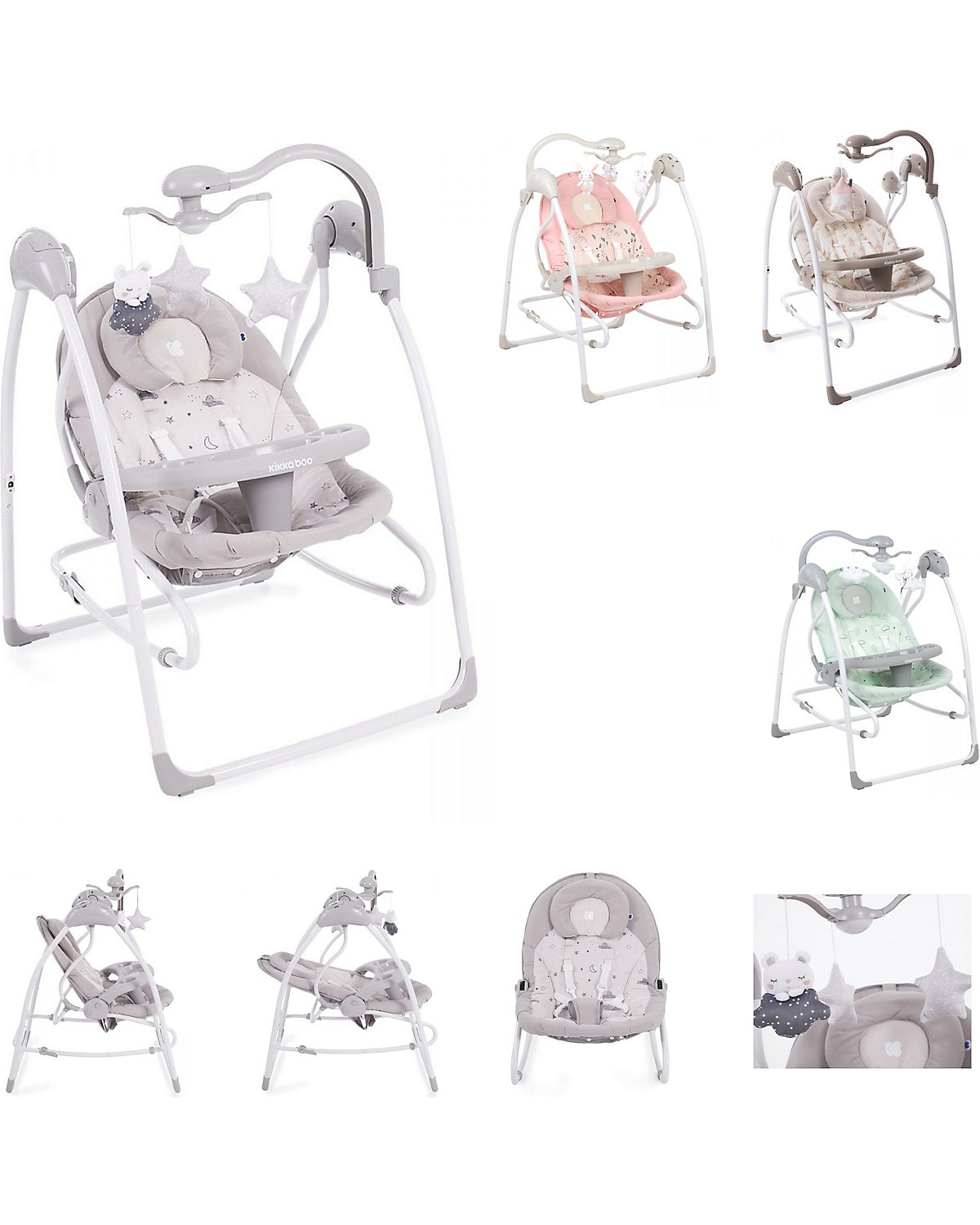 Babyschaukel Mia 2in1, Schaukelstuhl Musik verstellbare Rückenlehne Babywippen