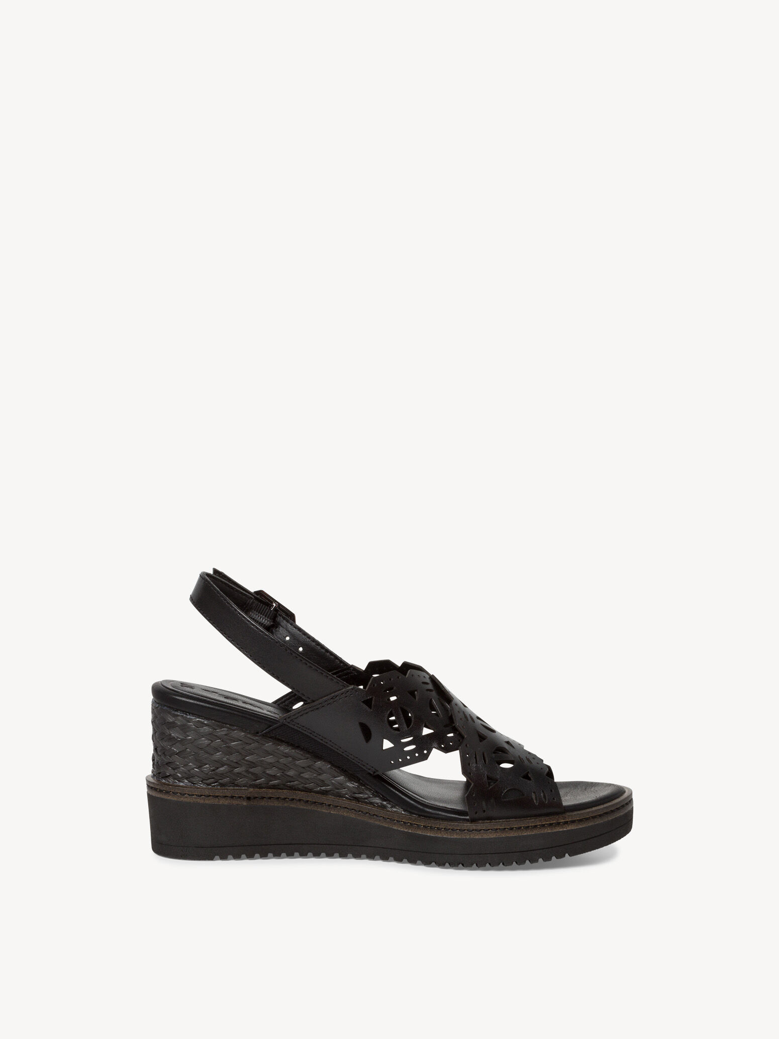 Sandale à talon en cuir - noir