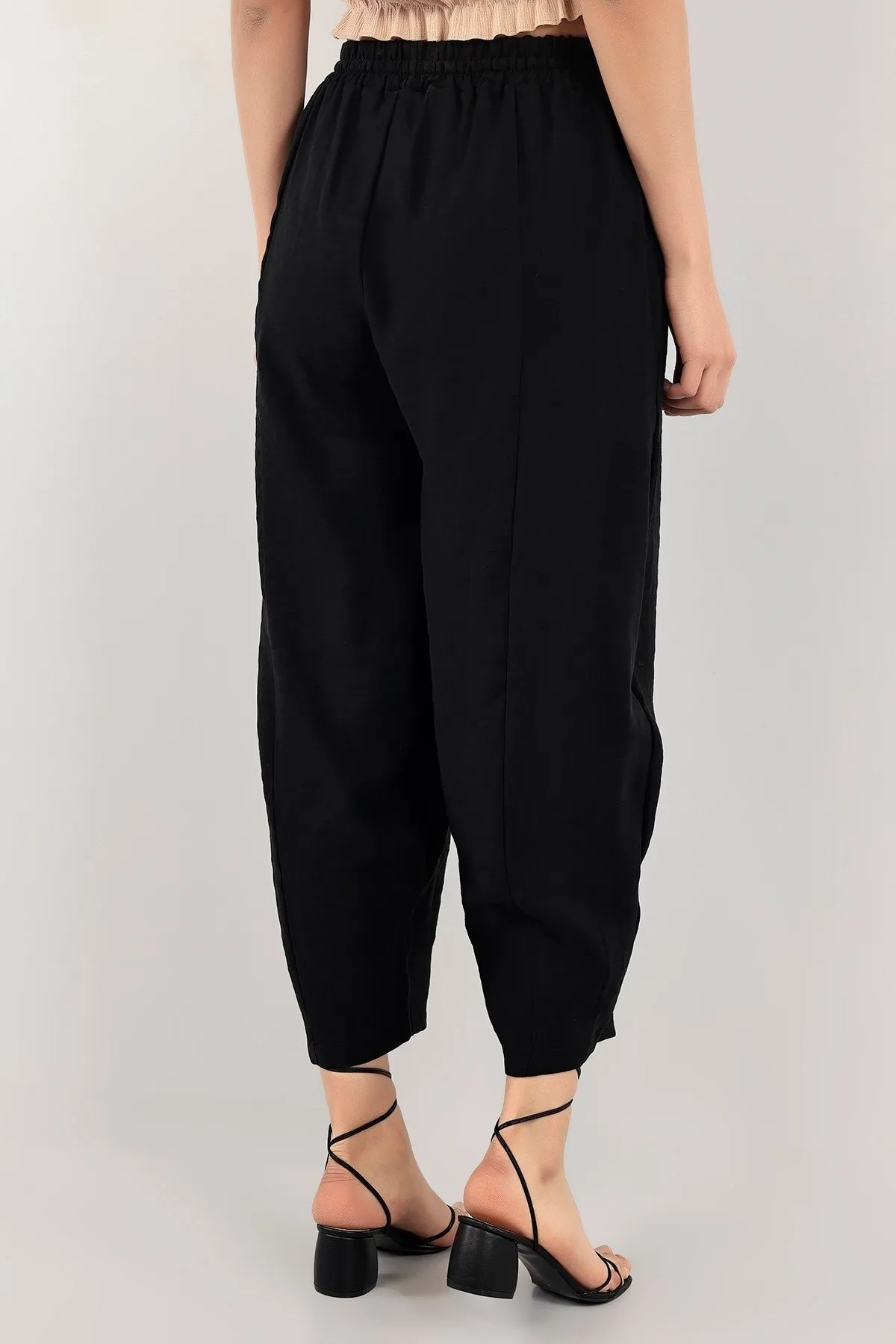GRİLAND  Schwarze Aerobin Shalwar-Hose mit elastischem Bund und losen Taschen für Damen