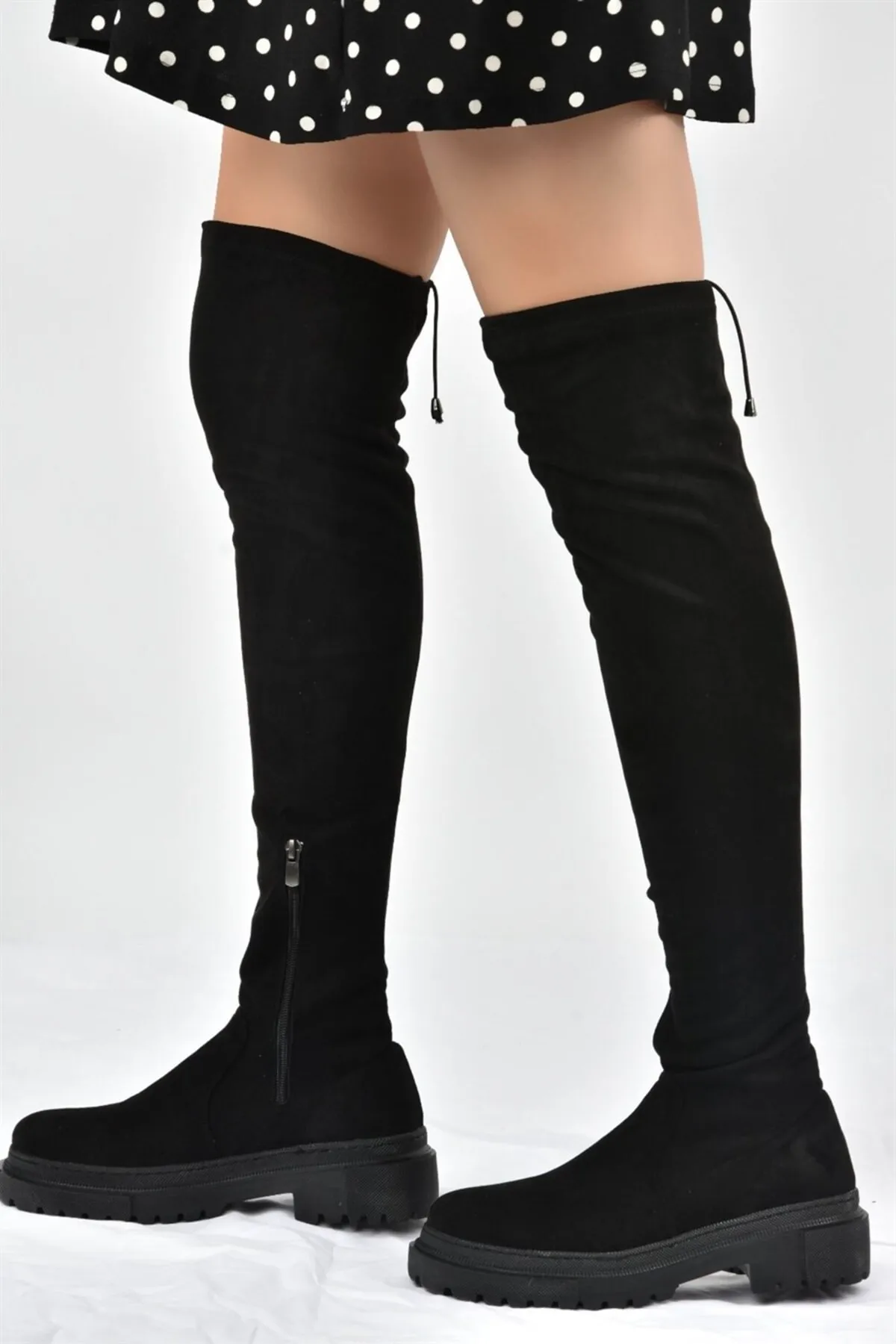 Fox Shoes  Schwarze Stretch Laptop Flexible Wildleder Damenstiefel L670125302