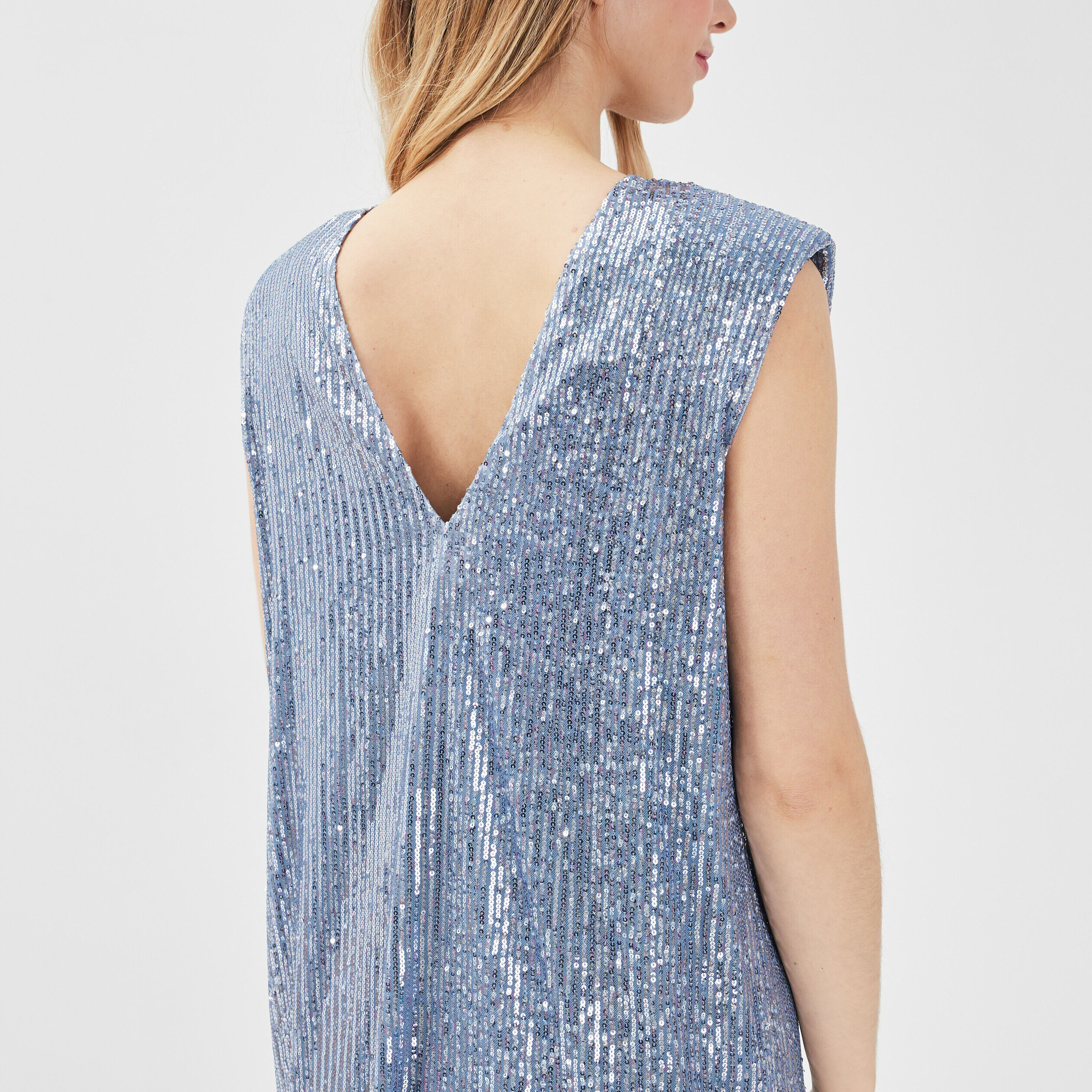 Robe droite avec sequins gris argent femme | Cache Cache