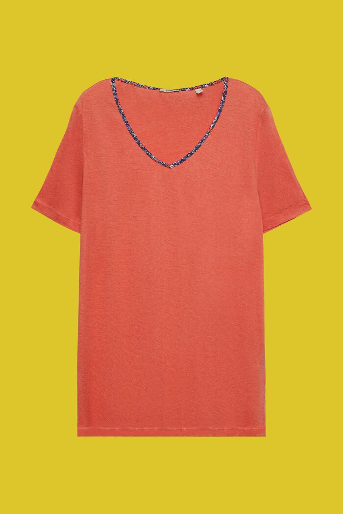 T-Shirt mit floraler Paspelierung, TENCEL™