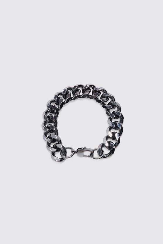 Klobiges Ketten-Armband in Gun Metallic
