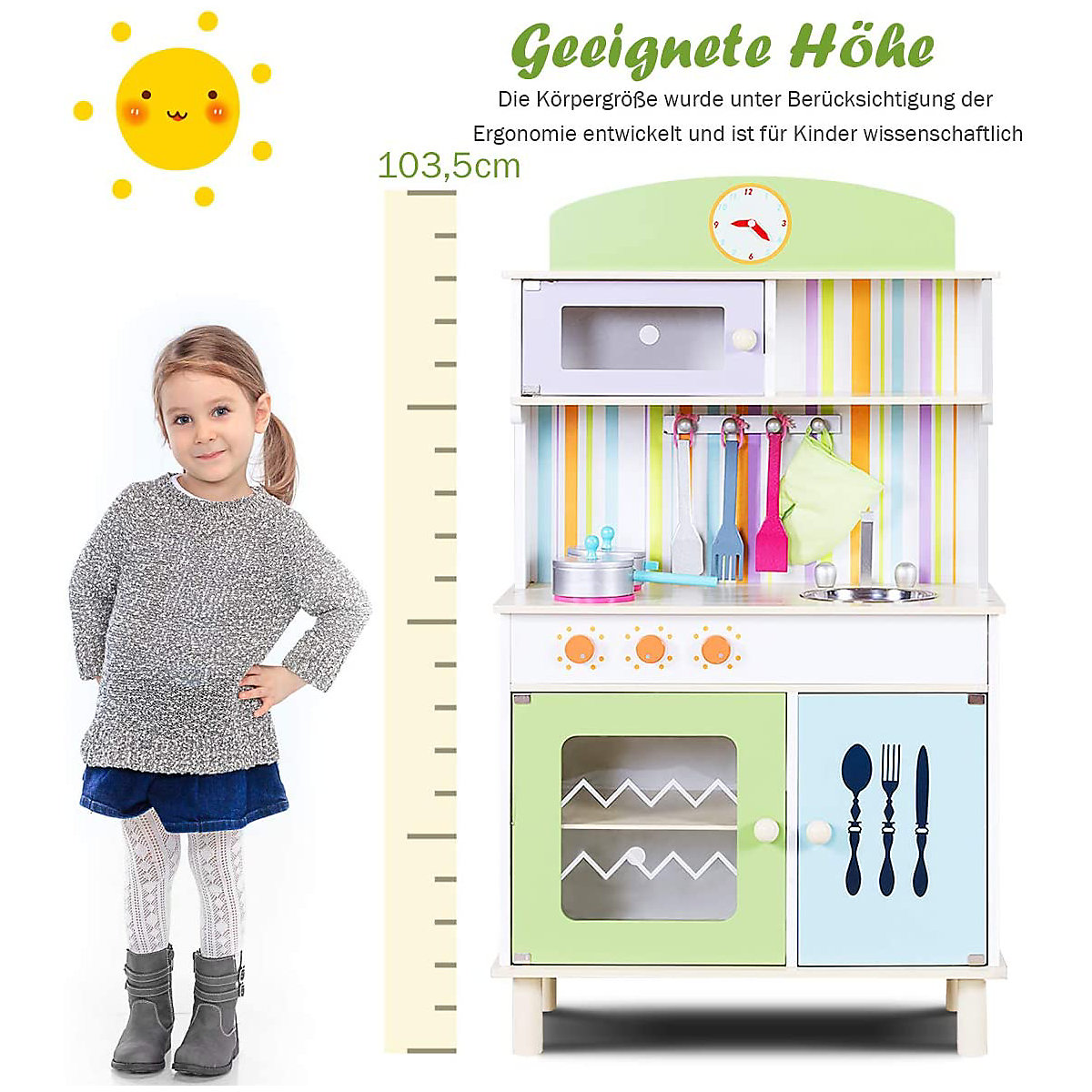 Spielküche 60x30x101 cm mit Stauraum