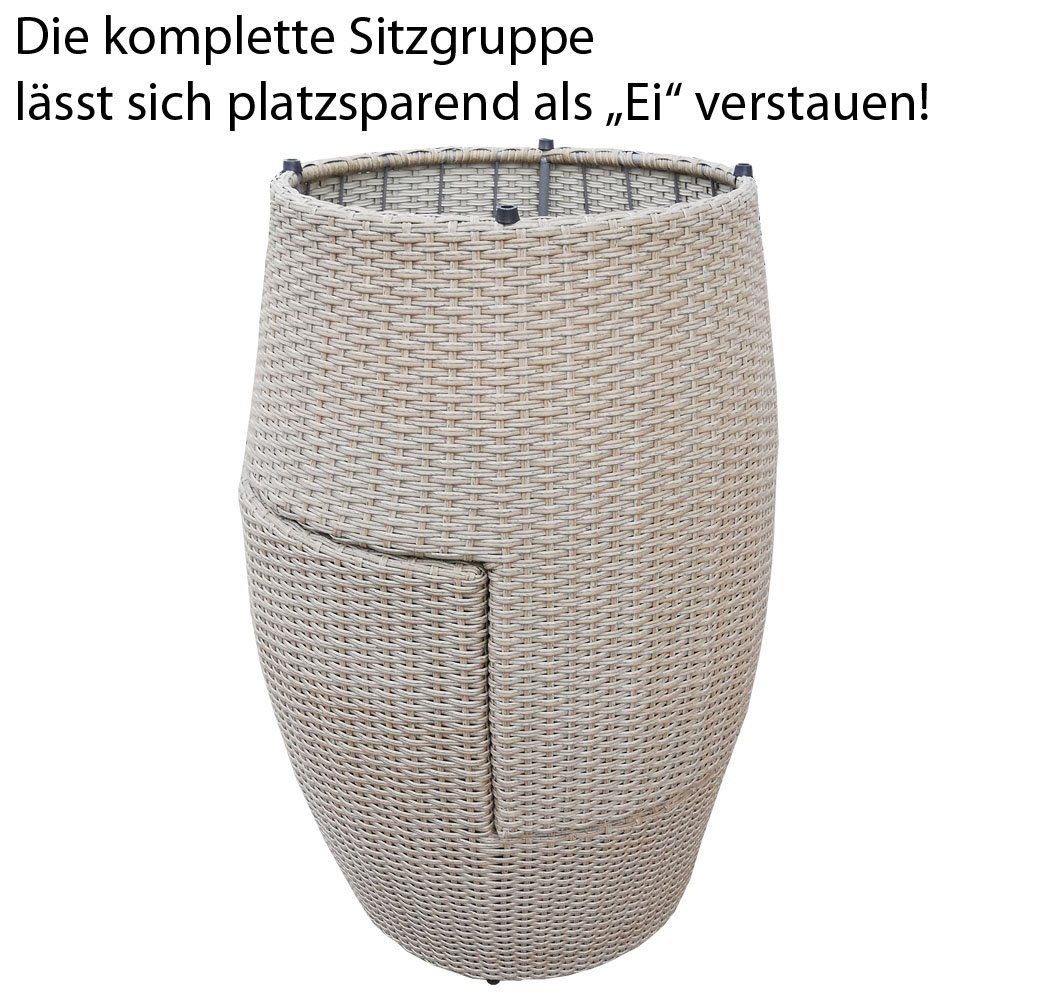 KMH Gartenlounge-Set 2er Gruppe *Felipa* braun/weiss (106406), (3-tlg)