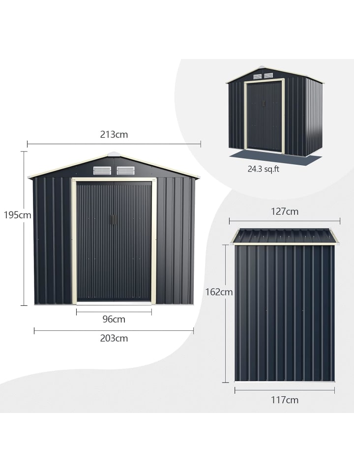 COSTWAY Gerätehaus 213x127x195 cm in Grau günstig kaufen onesize