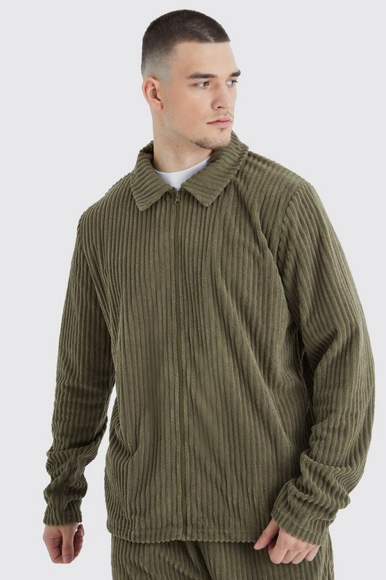 Tall gerippte Harrington-Jacke & Hose