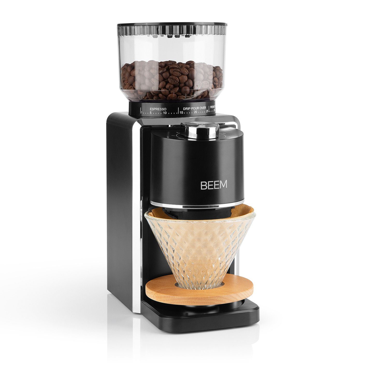 BEEM Kaffeemühle GRIND-PERFECT elektrisch 250 g, 150,00 W, 250,00 g Bohnenbehälter, Mengendosierung per Drehrad einstellbar (2-12 Tassen)