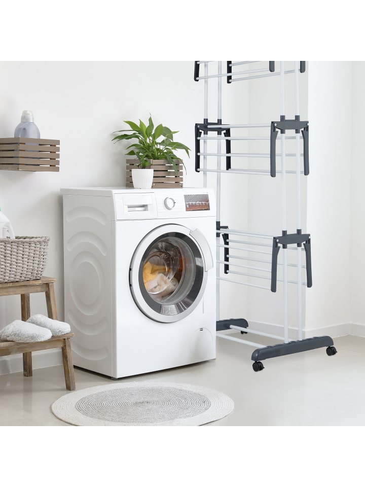 relaxdays Wäscheständer in Weiß/ Grau - (H)173 x (B)126 x (T)64 cm günstig kaufen onesize