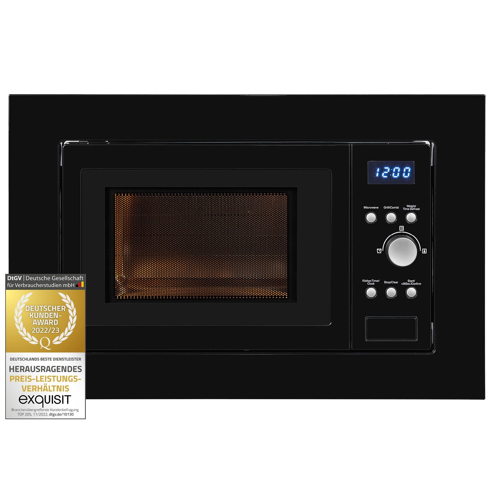 exquisit Einbau-Mikrowelle EMW 1770-G-D-030, 1050 Watt, 5 Leistungsstufen, Grill