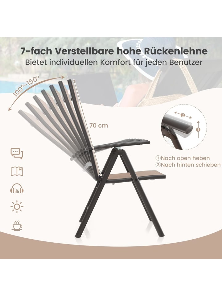 COSTWAY Gartenstuhl Hochlehner in Braun günstig kaufen onesize