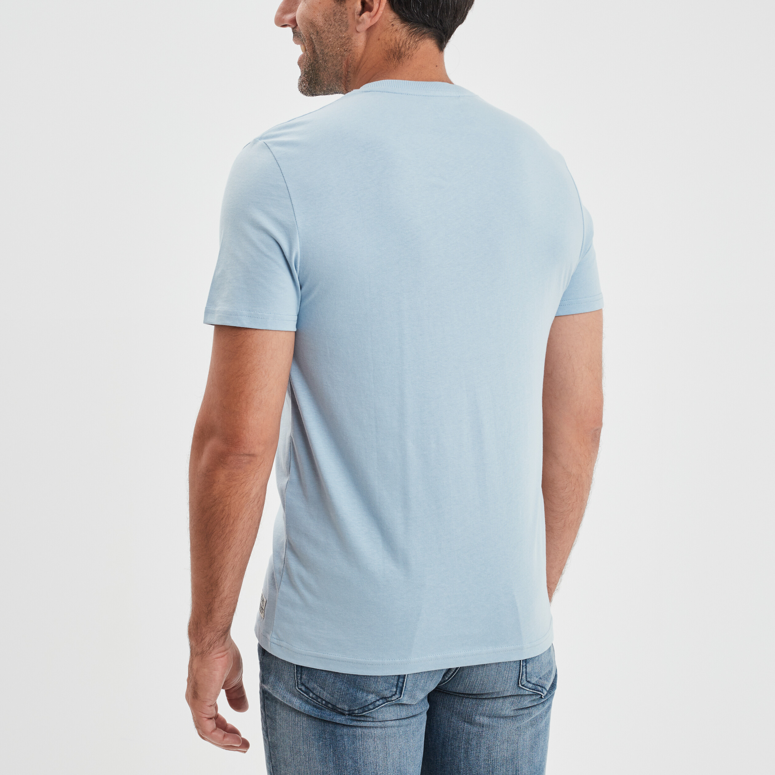 T-shirt col rond manches courtes Creeks bleu ciel homme | La Halle