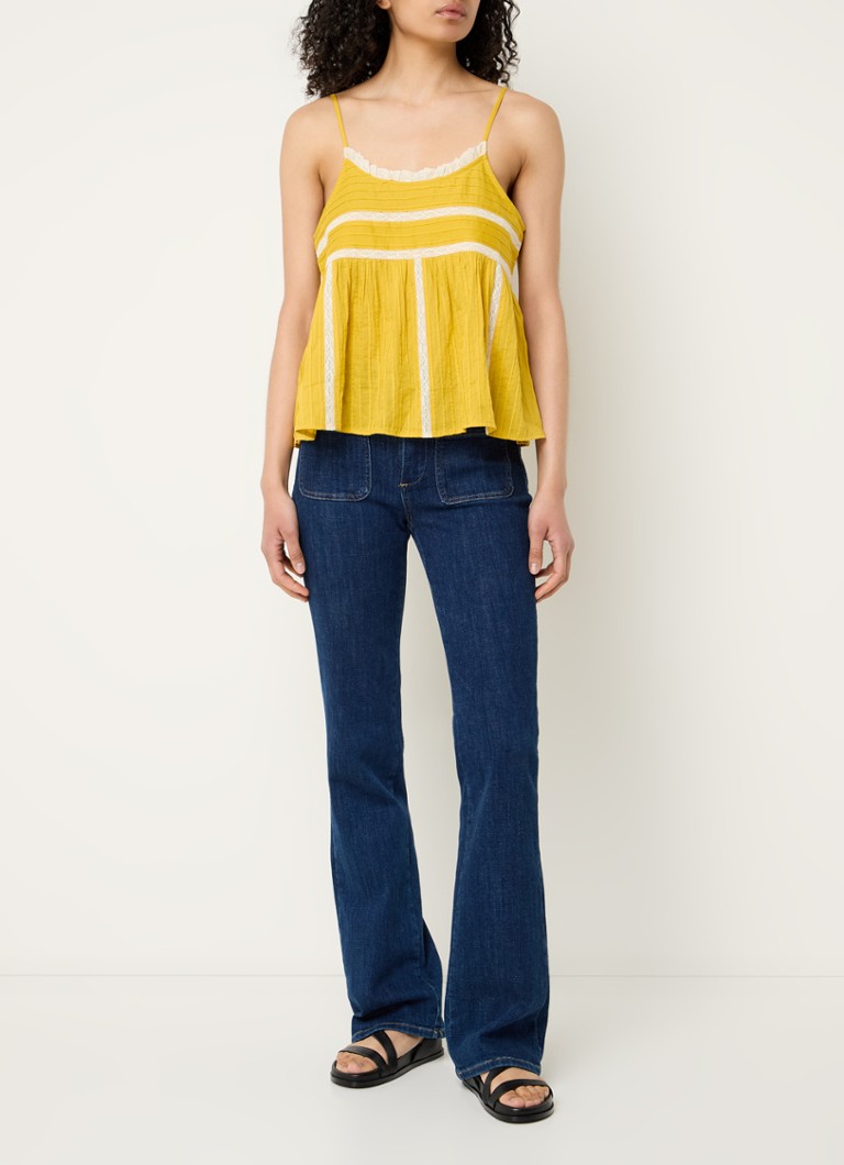 ba&sh Paname spaghetti top with lace details