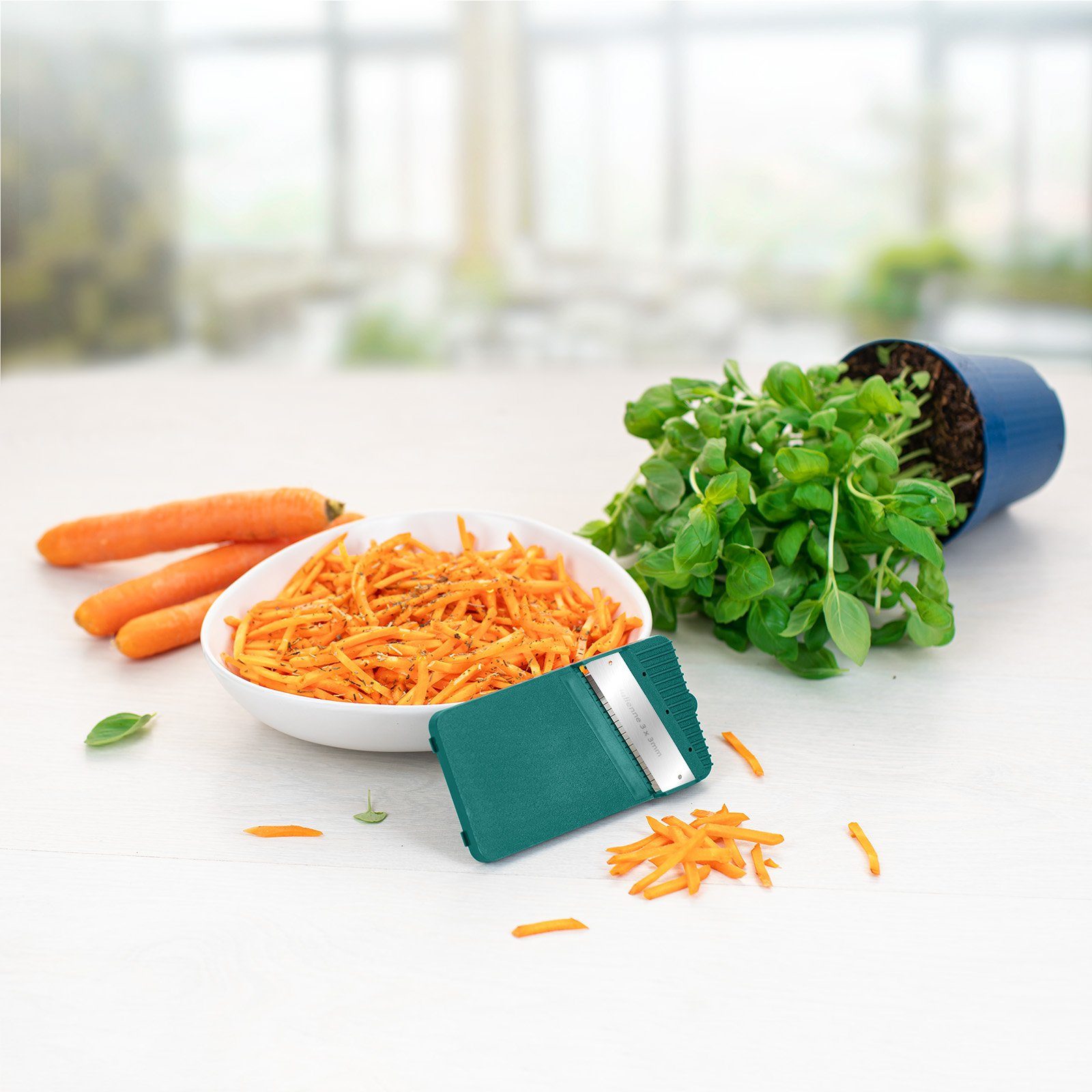 Genius Gemüsehobel Genius Nicer Dicer Mando Gemüseschneider 12-tlg., Gemüsehobel manuell, (12 tlg., Deluxe Set), extra-scharfe Klingen aus Edelstahl in G-NOX-Qualität