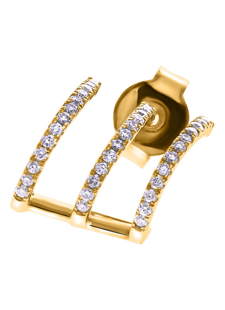 Culet Jewellery Triple Illusion single left hoop earring of 18 carat yellow gold with diamond