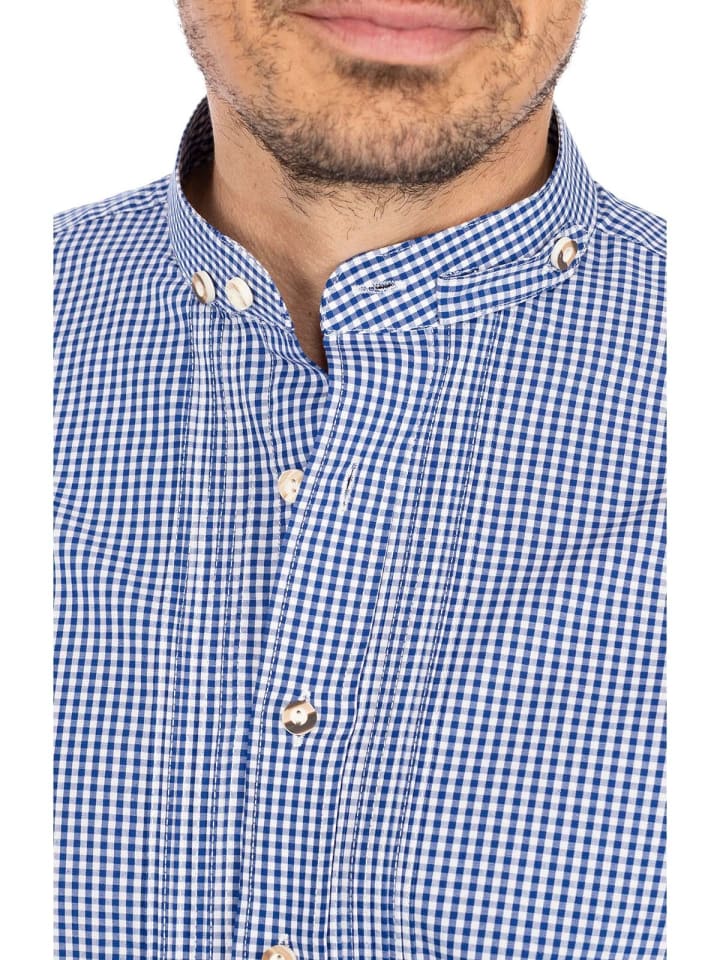 Almsach Stehkragenhemd 175CO in blau günstig kaufen M