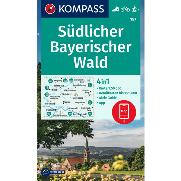 KOMPASS WANDERKARTE 197 SÜDLICHER BAYERISCHER WALD 1:50.000