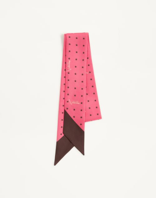 Lenço de seda estilo bandeau com estrelas e assinatura estrelada