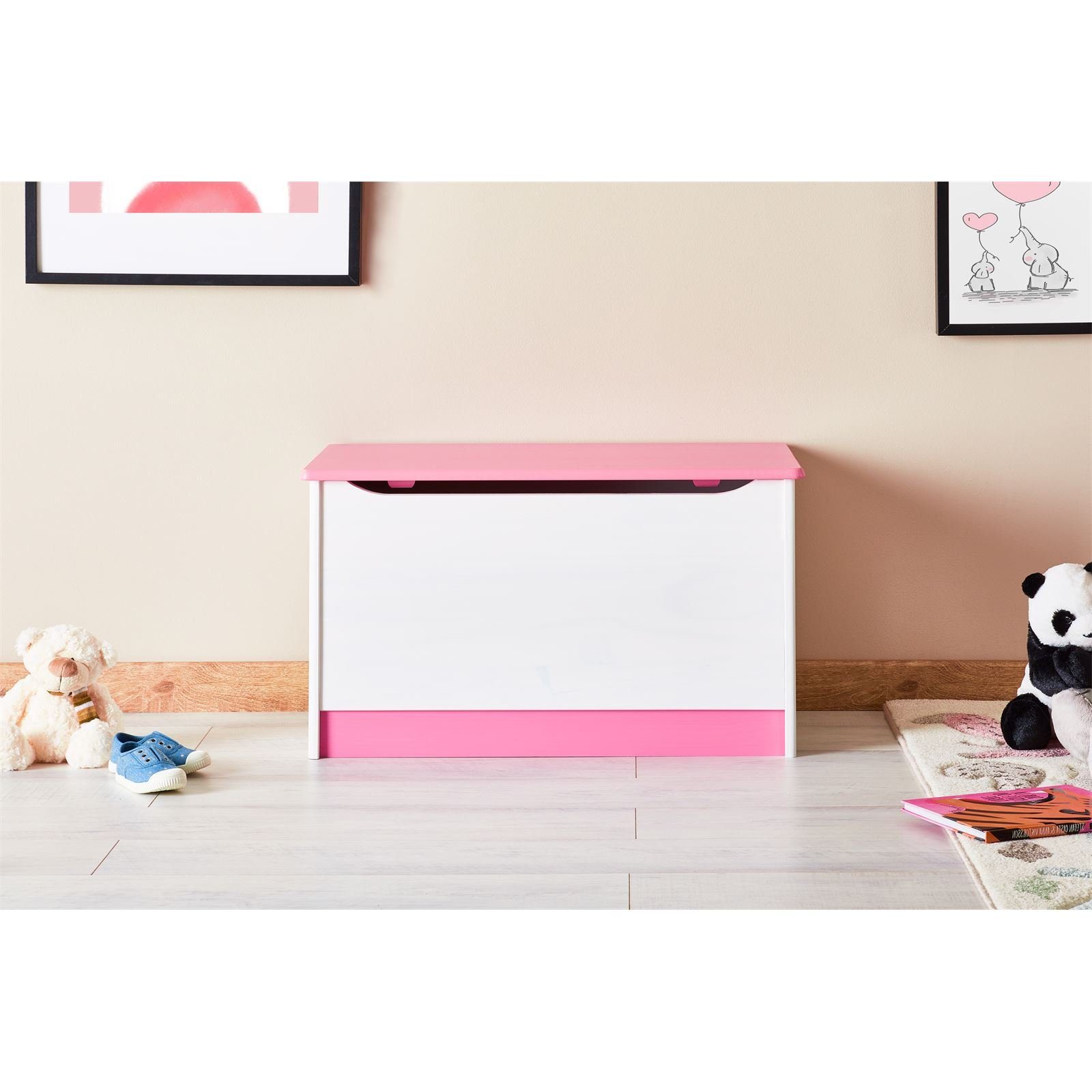 IDIMEX Spielzeugtruhe HANNAH (Set), Spielzeugtruhe Kiste Aufbewahrungsbox Kindermöbel Kiefer massiv weiß/r