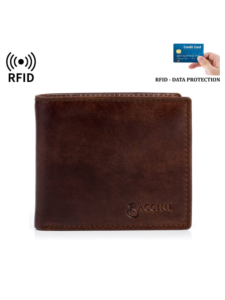 BACCINI Leder-Geldbörse echt Leder Geldbeutel handgefertigt Portemonnaie in braun günstig kaufen onesize