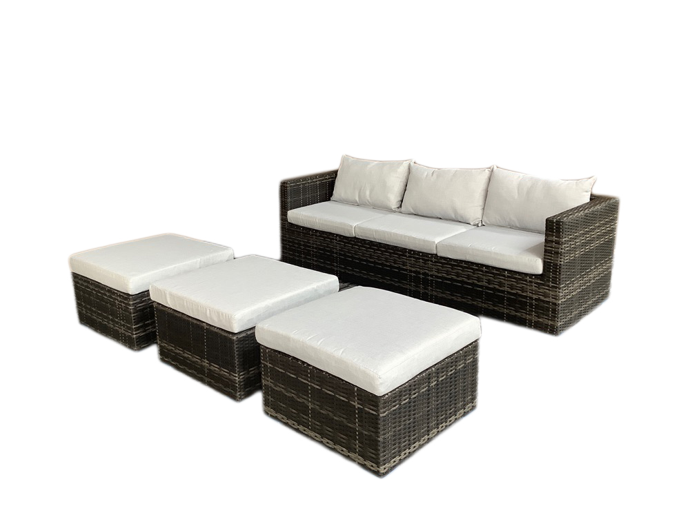 schütte Home & Living Rattan Multifunktionslounge 13-tlg. mit Auflagen hellgrau K/D