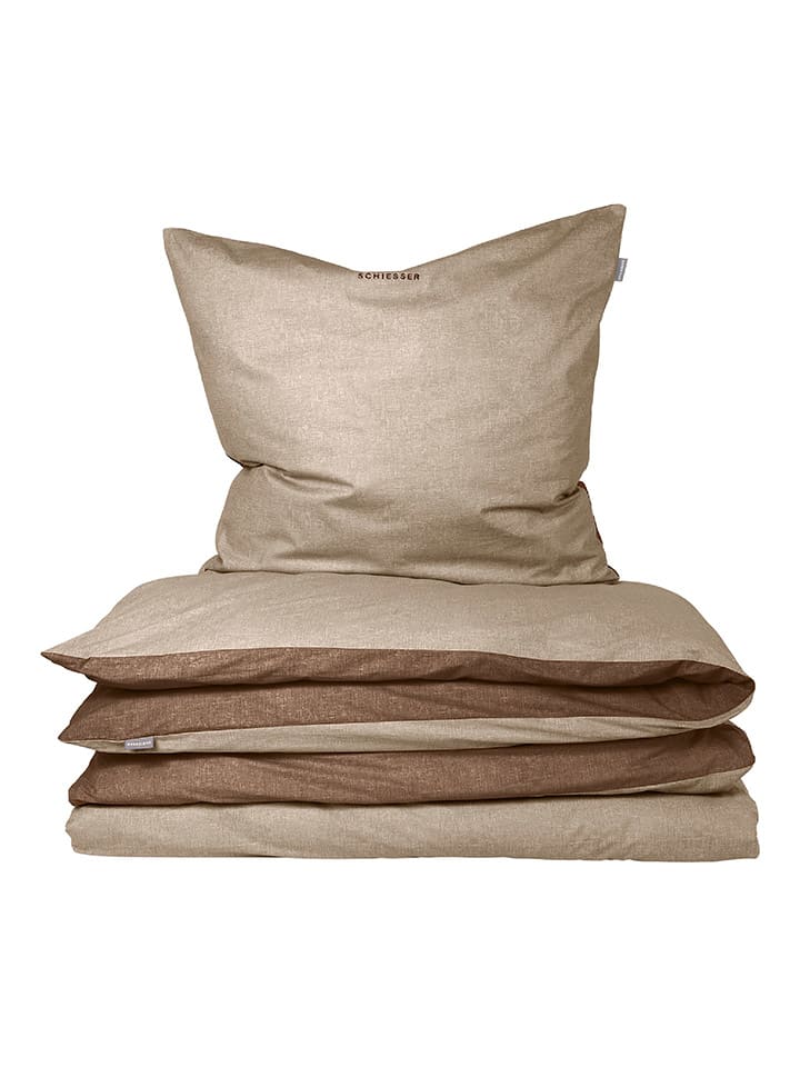 Schiesser Feinbiber-Bettwäsche-Set  in Beige günstig kaufen