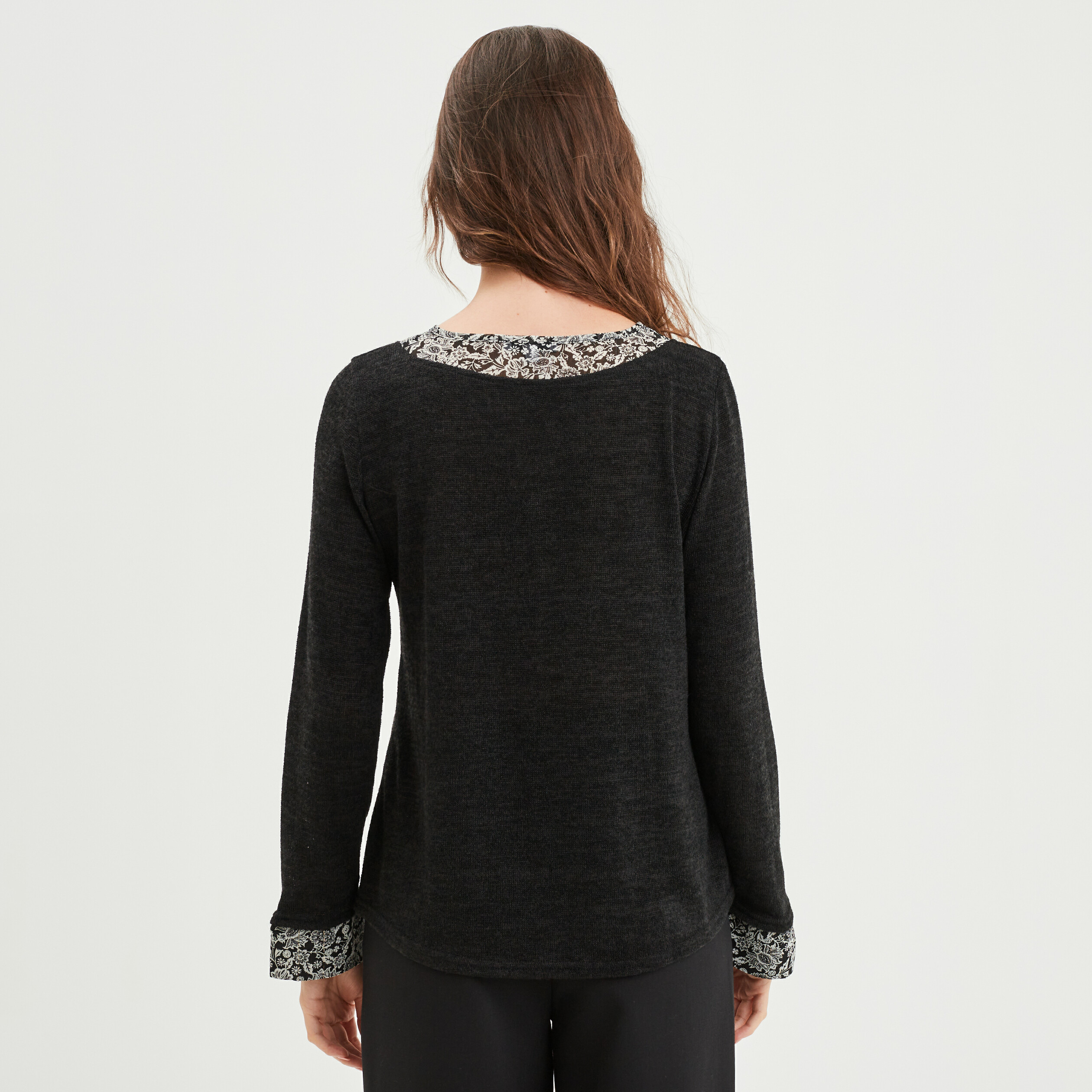Pull effet 2-en-1 noir femme | La Halle