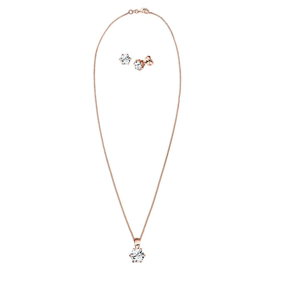 Elli Elli Ensemble de Bijoux Femmes Classique Solitaire Pendentif Set Clous d'oreilles Bijoux