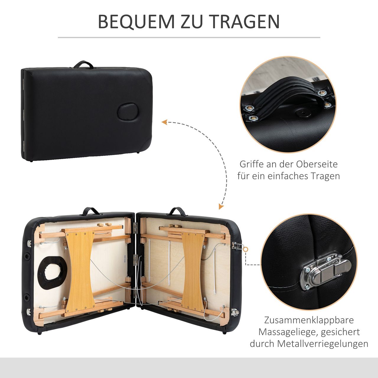 HOMCOM Massageliege, klappbarer Massagetisch mit Kopfstütze, für Spa, Salon