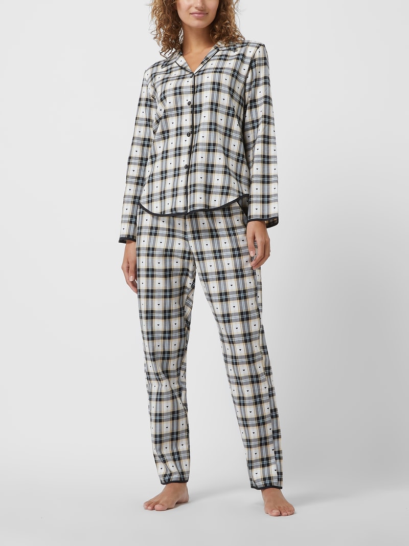 Pyjama-Oberteil aus Flanell in offwhite