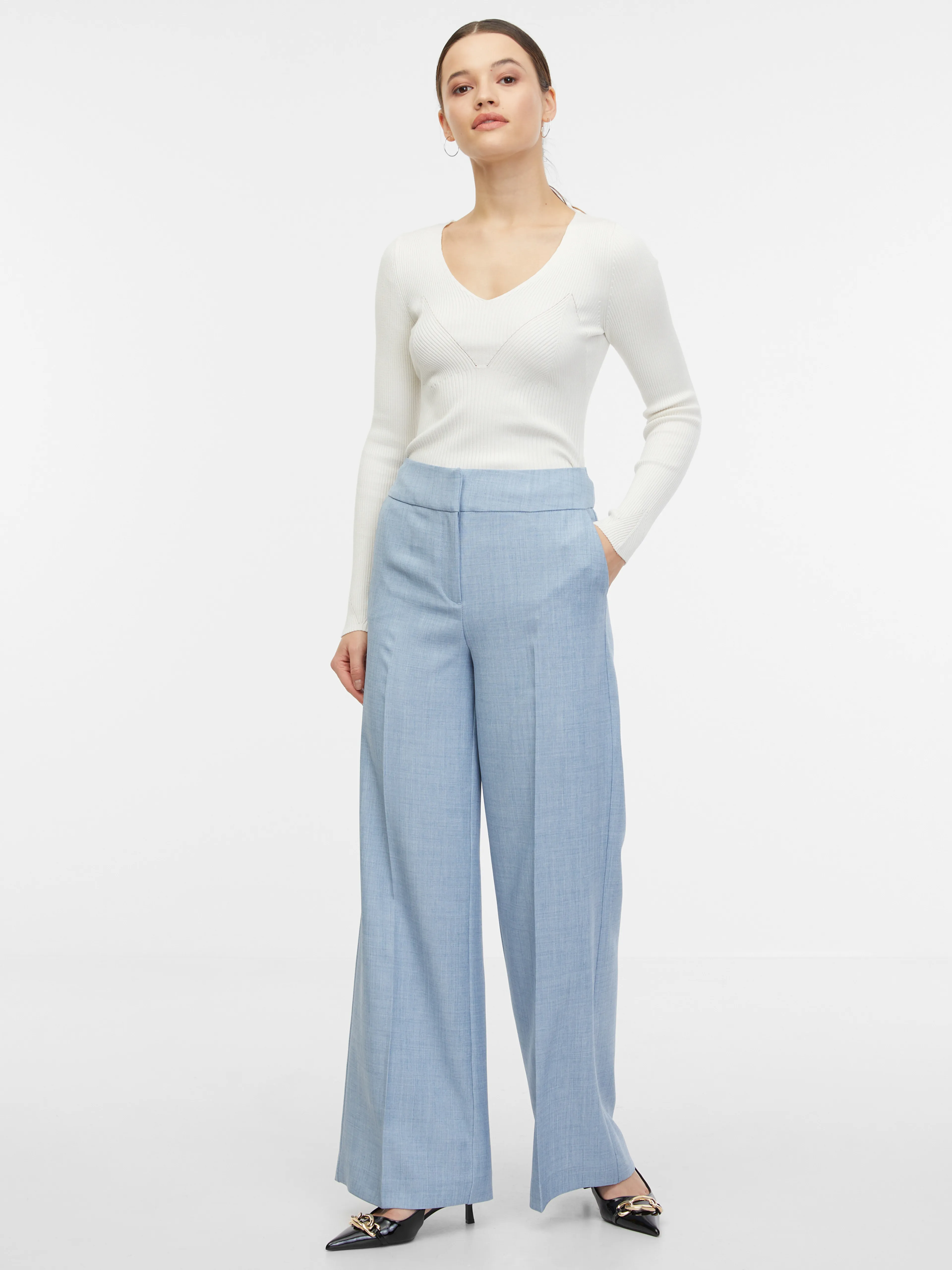 Hellblaue Damen-Weitbeinhose ORSAY