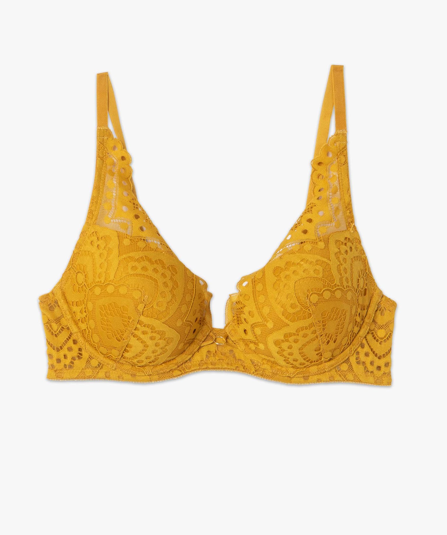 Soutien-gorge corbeille en dentelle avec armatures jaune | GEMO
