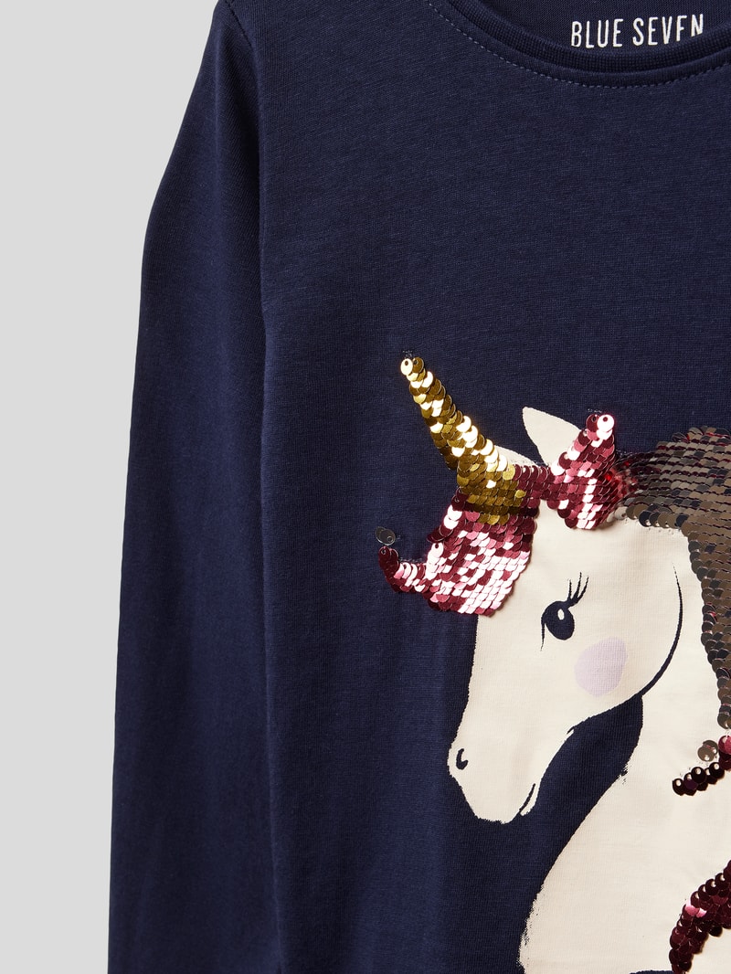 Longsleeve mit Motiv-Print in blau