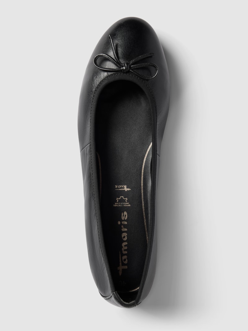 Ballerinas aus Leder mit Zierschleife Modell 'BASIC' in schwarz