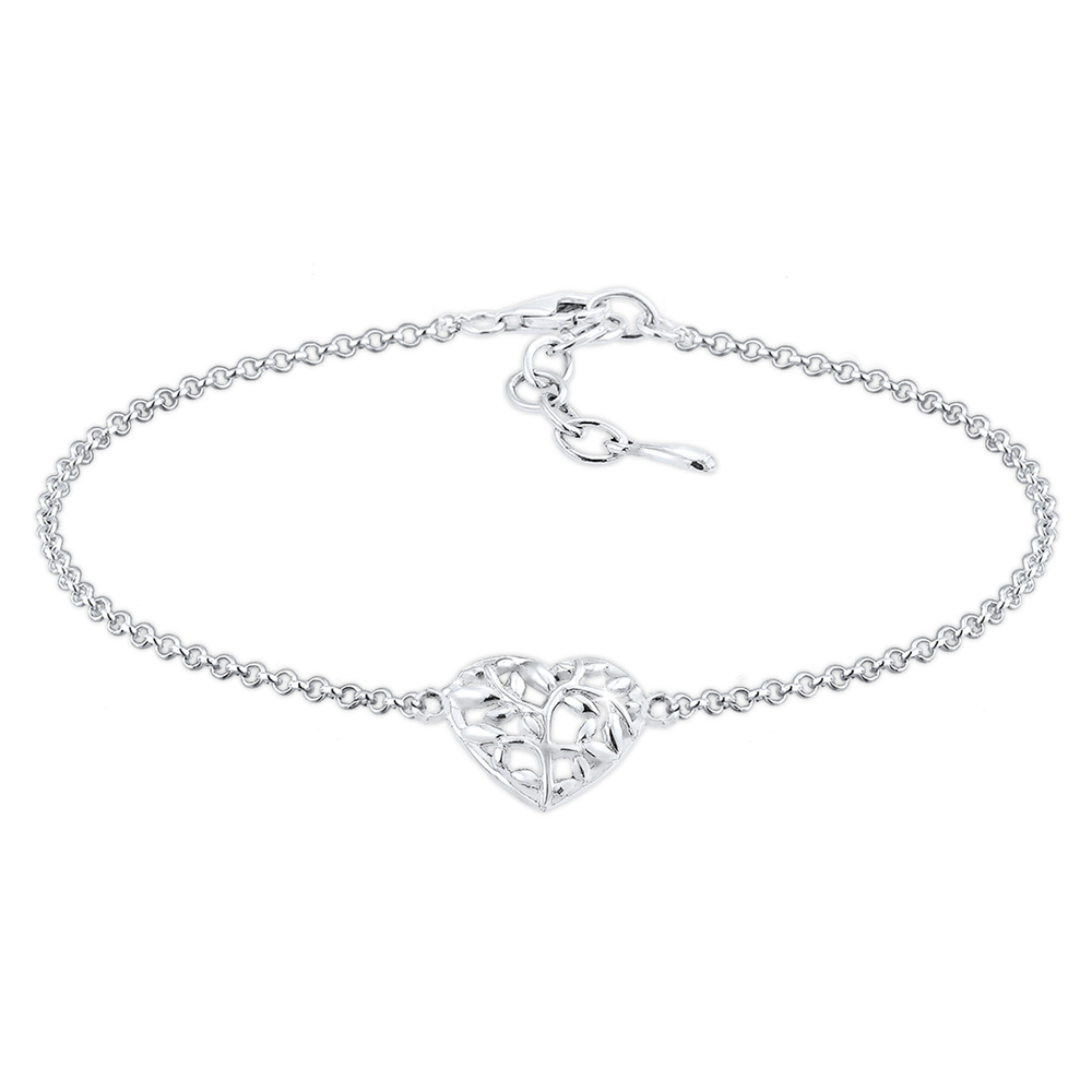 Elli Elli Bracelet Arbre de vie Coeur Feuille Floral   Plaqué Or Rose Argent (925/1000 Bracelet